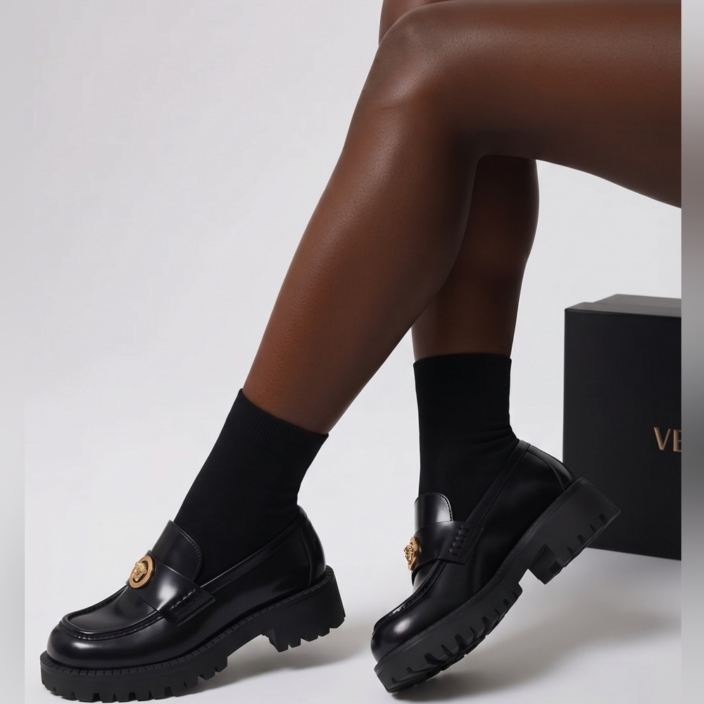 New Authentic Versace Alia iconic Platform Loafers – Size 40